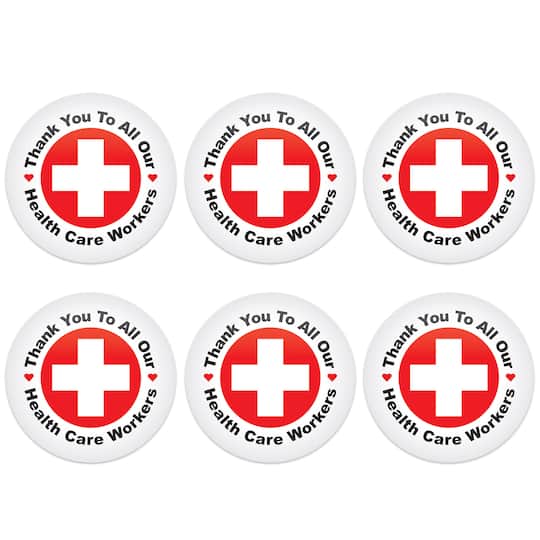 Beistle 2" Red Cross with Thank You To All Our Health Care Workers Buttons, 6ct.